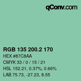 カラーコード: RGB 135 200.2 170 | qconv.com