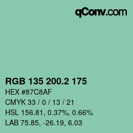 カラーコード: RGB 135 200.2 175 | qconv.com