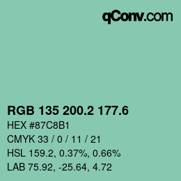 カラーコード: RGB 135 200.2 177.6 | qconv.com