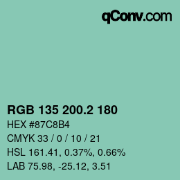 カラーコード: RGB 135 200.2 180 | qconv.com