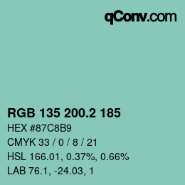 カラーコード: RGB 135 200.2 185 | qconv.com