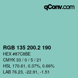 カラーコード: RGB 135 200.2 190 | qconv.com