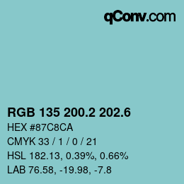 カラーコード: RGB 135 200.2 202.6 | qconv.com