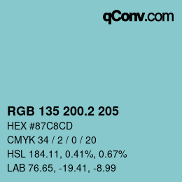 カラーコード: RGB 135 200.2 205 | qconv.com