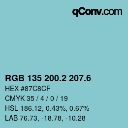 カラーコード: RGB 135 200.2 207.6 | qconv.com