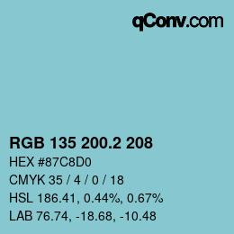 カラーコード: RGB 135 200.2 208 | qconv.com