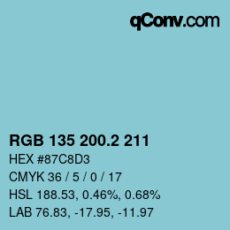カラーコード: RGB 135 200.2 211 | qconv.com