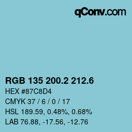 カラーコード: RGB 135 200.2 212.6 | qconv.com