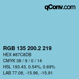 カラーコード: RGB 135 200.2 219 | qconv.com