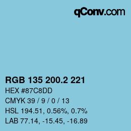 カラーコード: RGB 135 200.2 221 | qconv.com