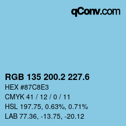 カラーコード: RGB 135 200.2 227.6 | qconv.com