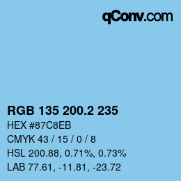 カラーコード: RGB 135 200.2 235 | qconv.com