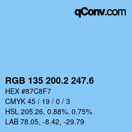 カラーコード: RGB 135 200.2 247.6 | qconv.com