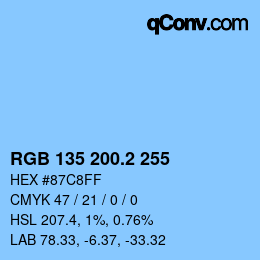カラーコード: RGB 135 200.2 255 | qconv.com