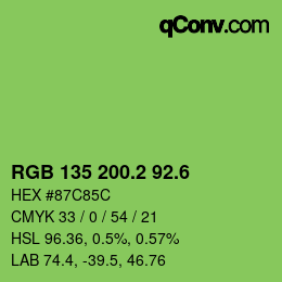 カラーコード: RGB 135 200.2 92.6 | qconv.com