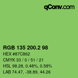 カラーコード: RGB 135 200.2 98 | qconv.com