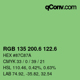 カラーコード: RGB 135 200.6 122.6 | qconv.com