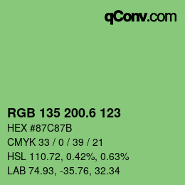 カラーコード: RGB 135 200.6 123 | qconv.com