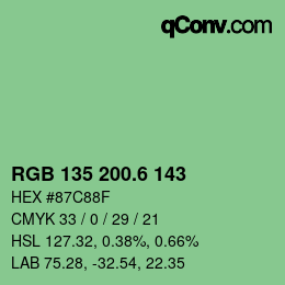 カラーコード: RGB 135 200.6 143 | qconv.com