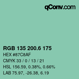 カラーコード: RGB 135 200.6 175 | qconv.com