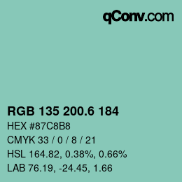 カラーコード: RGB 135 200.6 184 | qconv.com