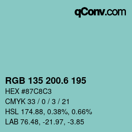 カラーコード: RGB 135 200.6 195 | qconv.com