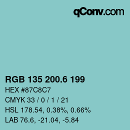 カラーコード: RGB 135 200.6 199 | qconv.com
