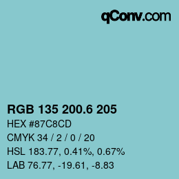 カラーコード: RGB 135 200.6 205 | qconv.com