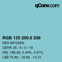 カラーコード: RGB 135 200.6 208 | qconv.com