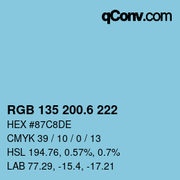 カラーコード: RGB 135 200.6 222 | qconv.com
