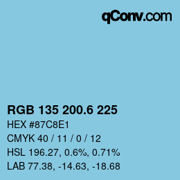 カラーコード: RGB 135 200.6 225 | qconv.com