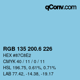 カラーコード: RGB 135 200.6 226 | qconv.com
