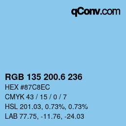 カラーコード: RGB 135 200.6 236 | qconv.com