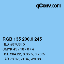 カラーコード: RGB 135 200.6 245 | qconv.com