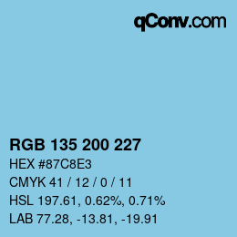 Color code: RGB 135 200 227 | qconv.com