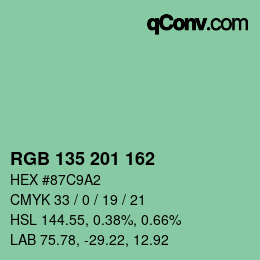 Color code: RGB 135 201 162 | qconv.com