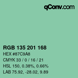 Color code: RGB 135 201 168 | qconv.com