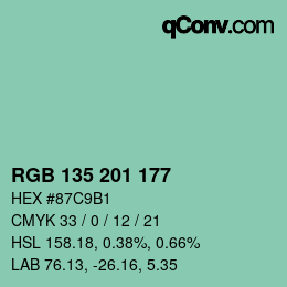 Código de color: RGB 135 201 177 | qconv.com