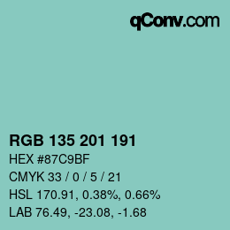 カラーコード: RGB 135 201 191 | qconv.com