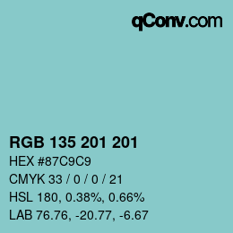 Color code: RGB 135 201 201 | qconv.com