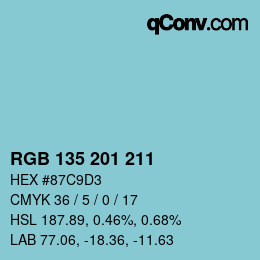 Color code: RGB 135 201 211 | qconv.com