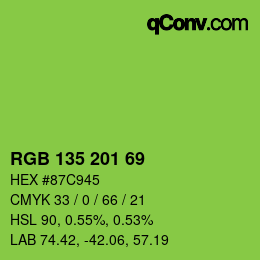 Color code: RGB 135 201 69 | qconv.com