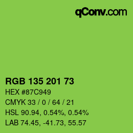 Color code: RGB 135 201 73 | qconv.com