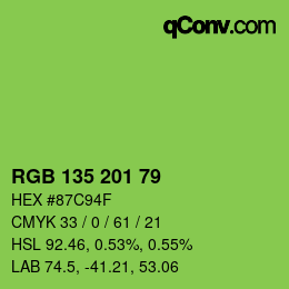 Color code: RGB 135 201 79 | qconv.com