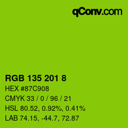 カラーコード: RGB 135 201 8 | qconv.com