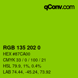 Color code: RGB 135 202 0 | qconv.com