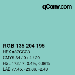 カラーコード: RGB 135 204 195 | qconv.com