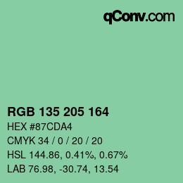 Color code: RGB 135 205 164 | qconv.com