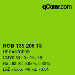 カラーコード: RGB 135 206 13 | qconv.com