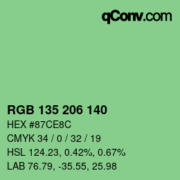 Color code: RGB 135 206 140 | qconv.com